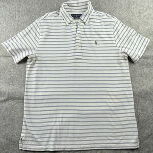 MINOR DEFECT* Ralph Lauren Polo Shirt Mens L Knit Oxford Stripe S S Flesh Pony